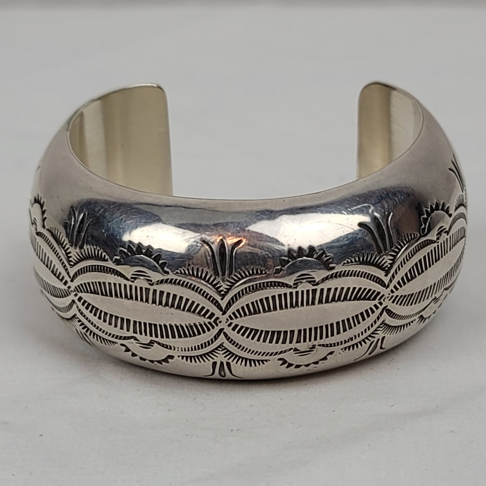 Vintage Navajo Silver Bangle Bracelet Albert Bighand